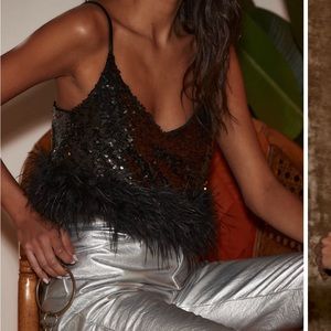 DARLING BLACK SEQUIN NOVELTY CROP TOP